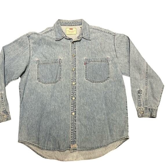 Levi's Light Blue Button Up Denim Long Sleeve Shirt Mens XL - Picture 1 of 8